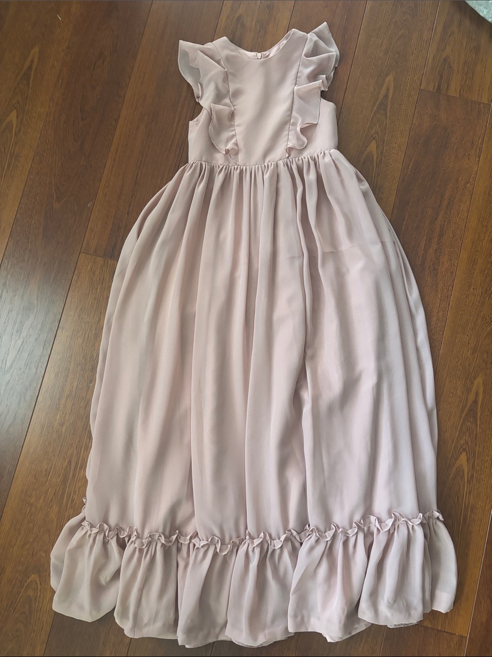 Azazie Blush Pink Ruffle-Trim Formal Dress for Girls